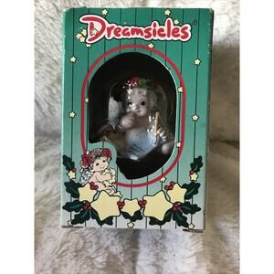 Vintage 1997 Dreamsicles Baby Cherub With Dog Christmas Ornament “New” In Box.